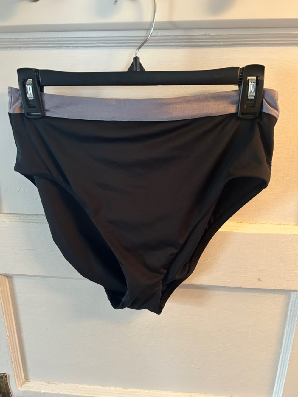 Sanctuary Black Bikini Bottom with Gray Fold-Over Waistband